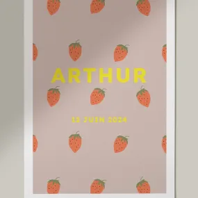 Affiche enfant Fraise - Personnalisable