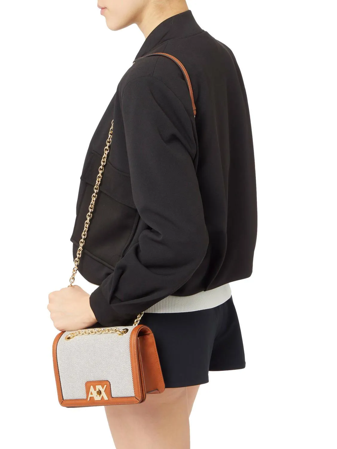Armani Exchange A|X Canvas Sac Porté Épaule Convertible En Chaîne Cuir/Toile Spb - Achetez À Prix Out