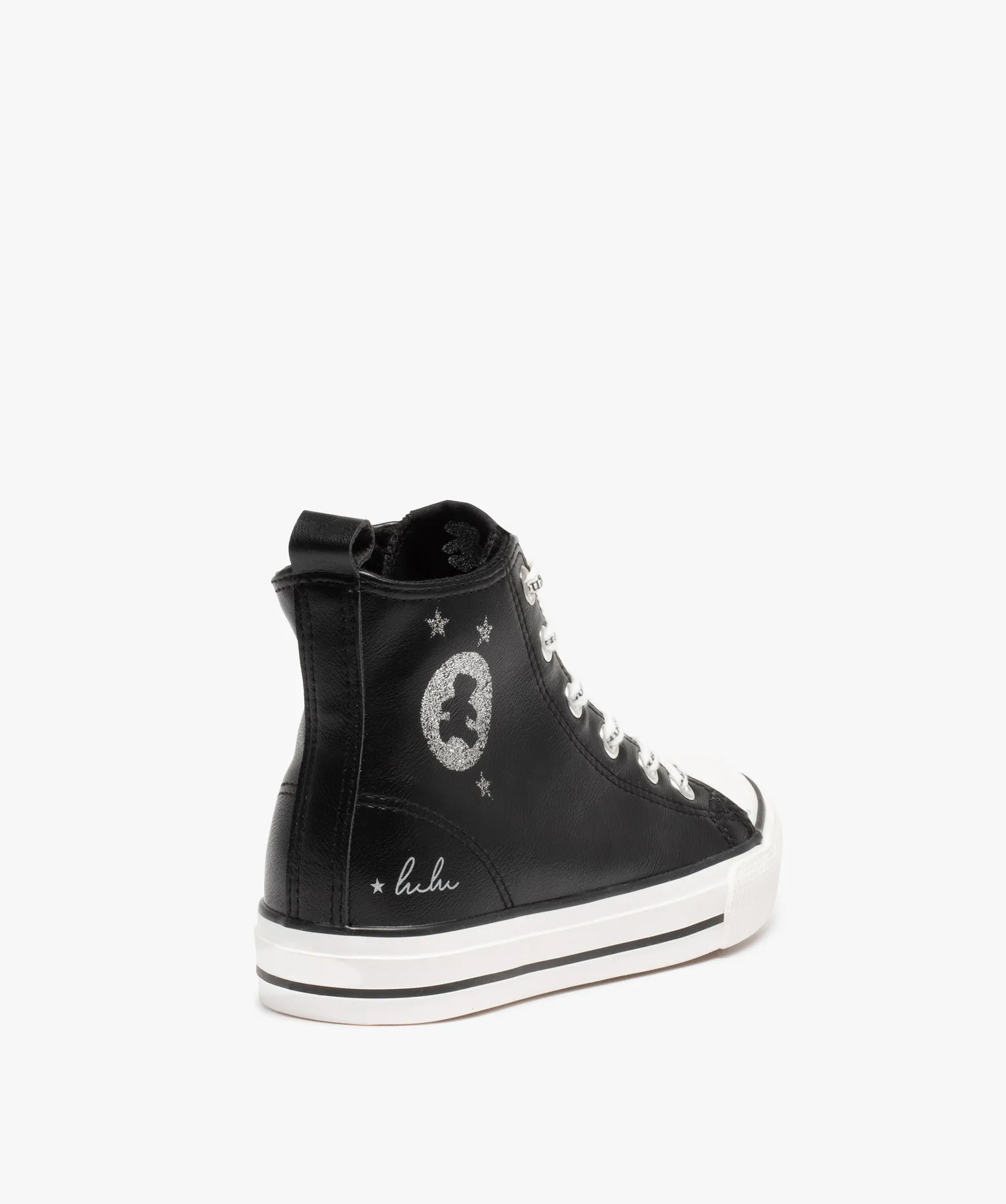 baskets fille semi-montantes a lacets et zip - lulucastagnette noir baskets