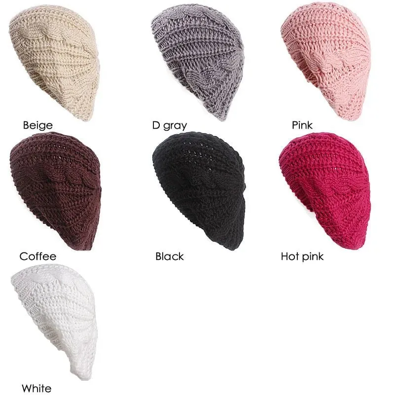 Bonnet tricoté torsadé pour femme