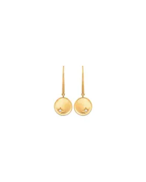 Boucles d'oreilles plaqué or brossé médaille zirconias sertie main