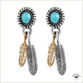 Boucles d'Oreilles Western Turquoise (Argent)