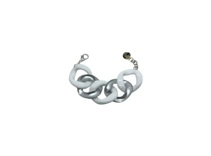 BRACELET MAILLON FRANCINE BRAMLI BLANC ET ARGENTÉ