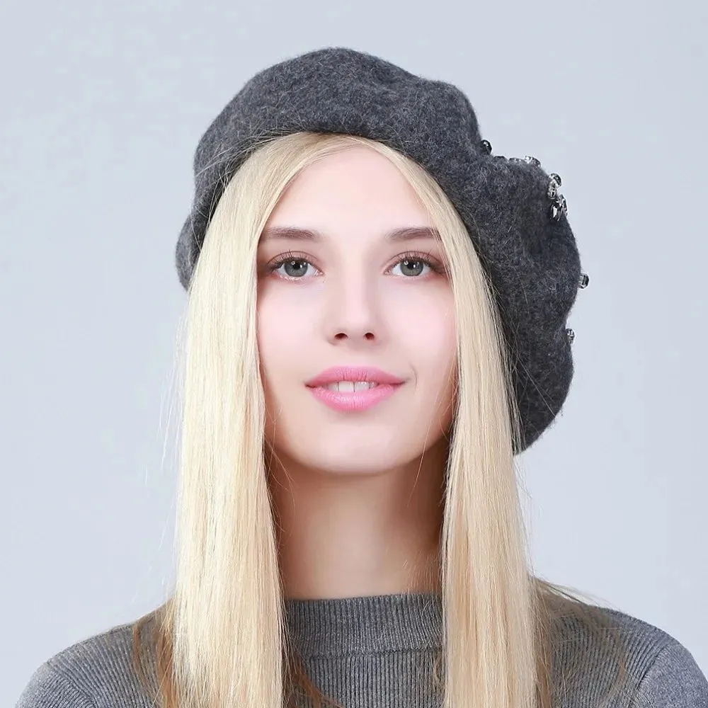 Béret femme en laine et strass
