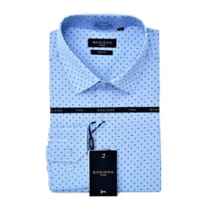 Chemise Bleue à Pois Slim Fit Homme - CHM940