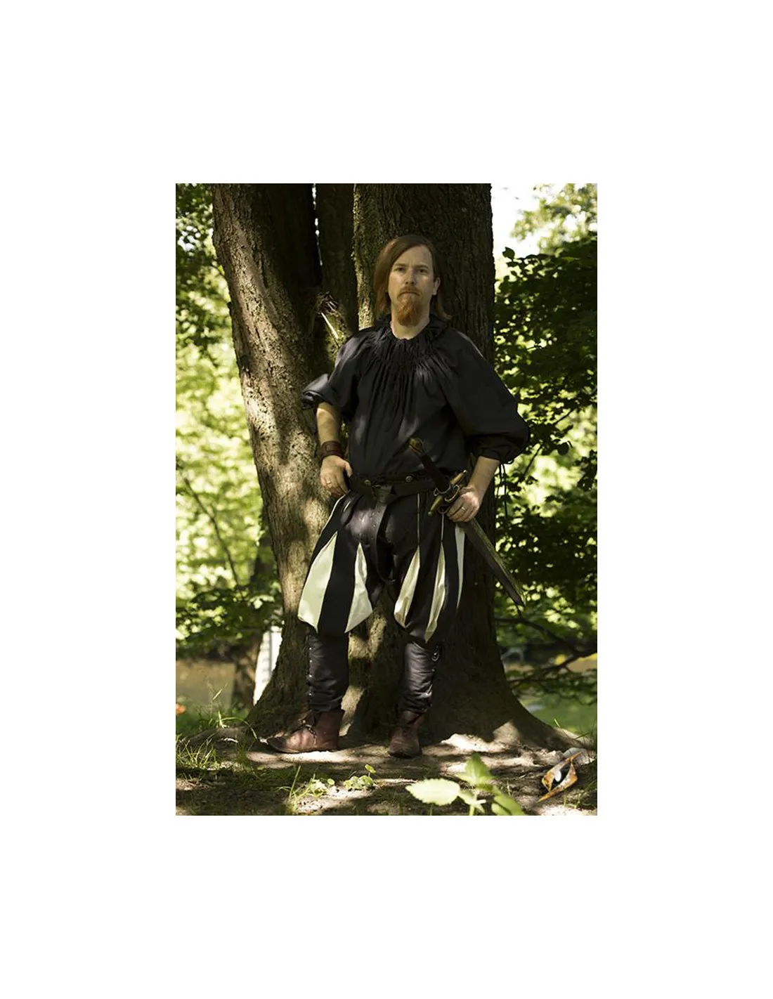 Chemise mercenaire Lansquenet, noir-blanc ⚔️ Boutique Épées