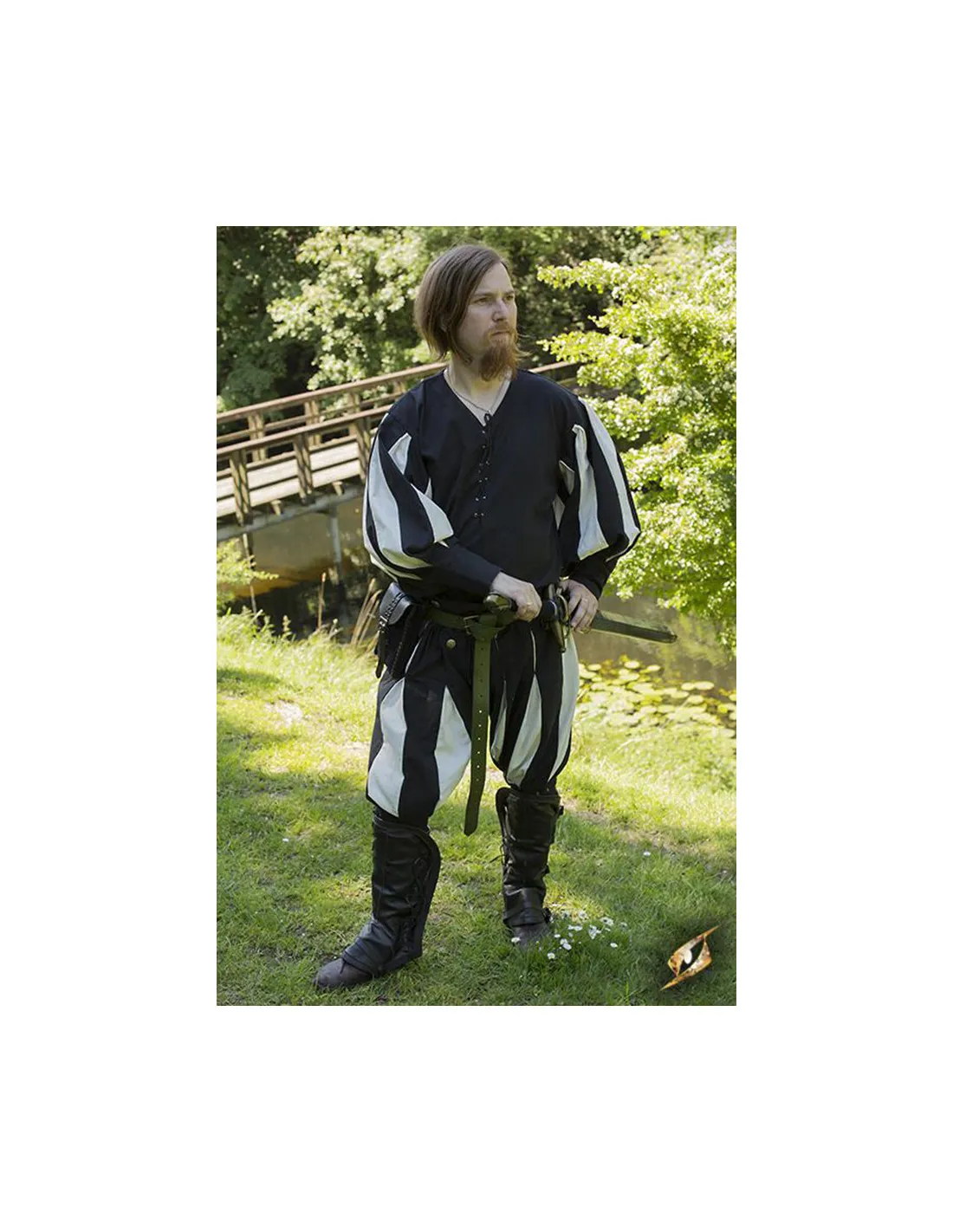 Chemise mercenaire Lansquenet, noir-blanc ⚔️ Boutique Épées