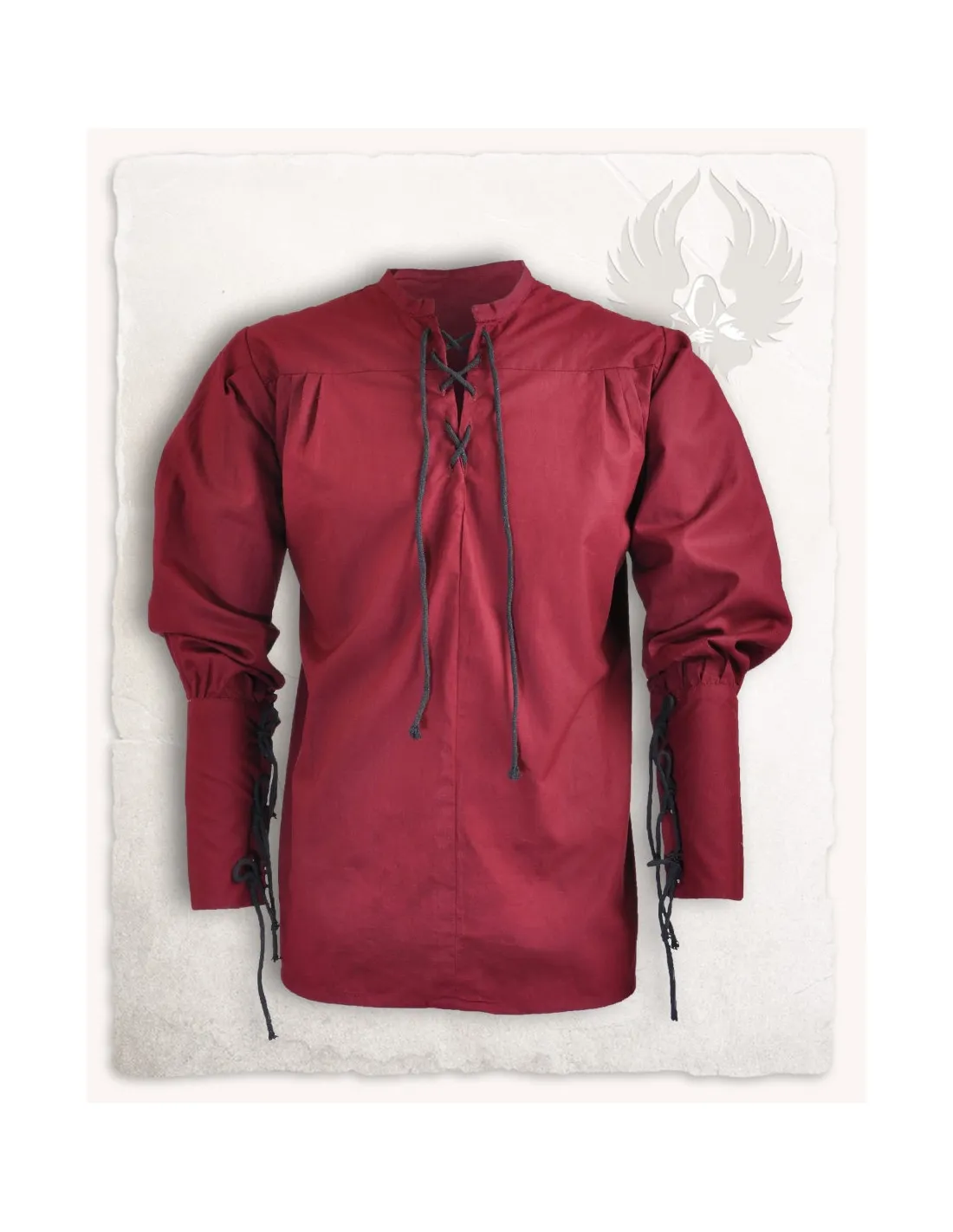 Chemise médiévale à nouer modèle Simon, bordeaux ⚔️ Boutique Épées