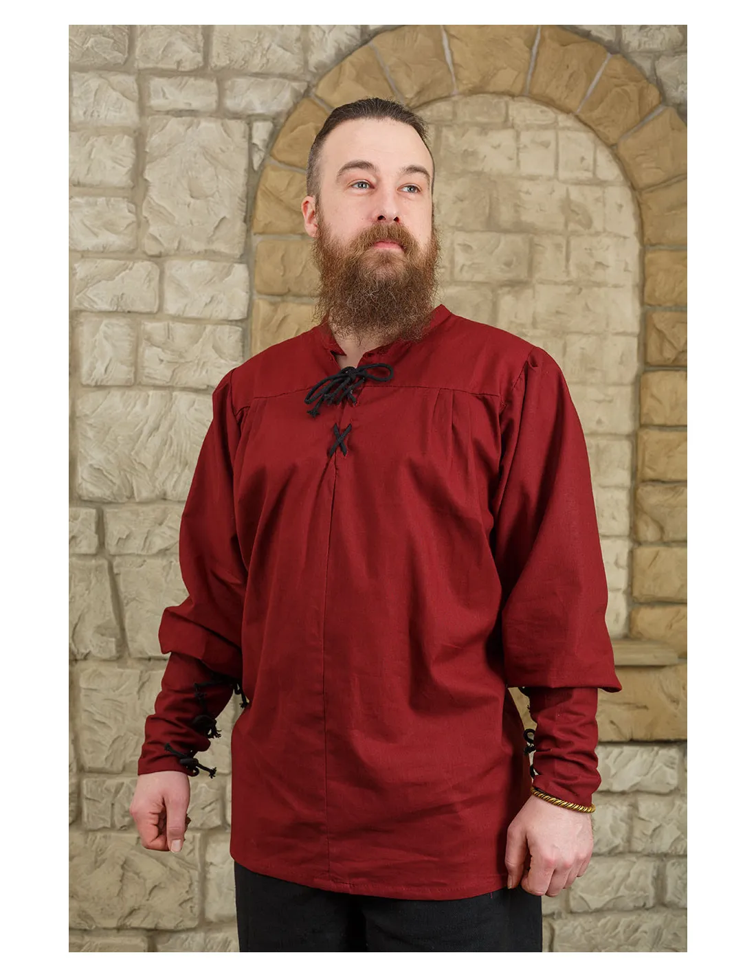 Chemise médiévale à nouer modèle Simon, bordeaux ⚔️ Boutique Épées