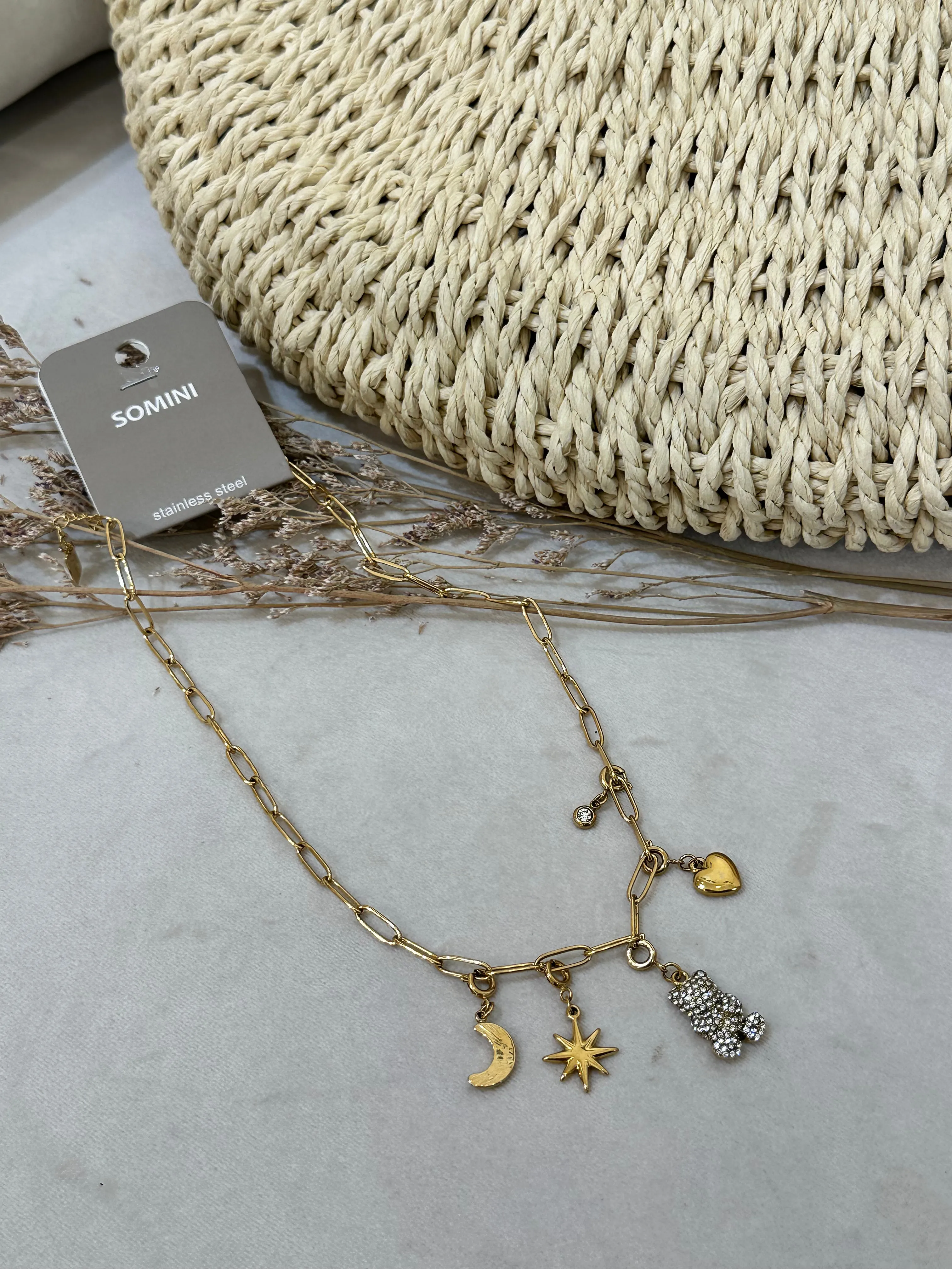 Collier pendentif ours a strass