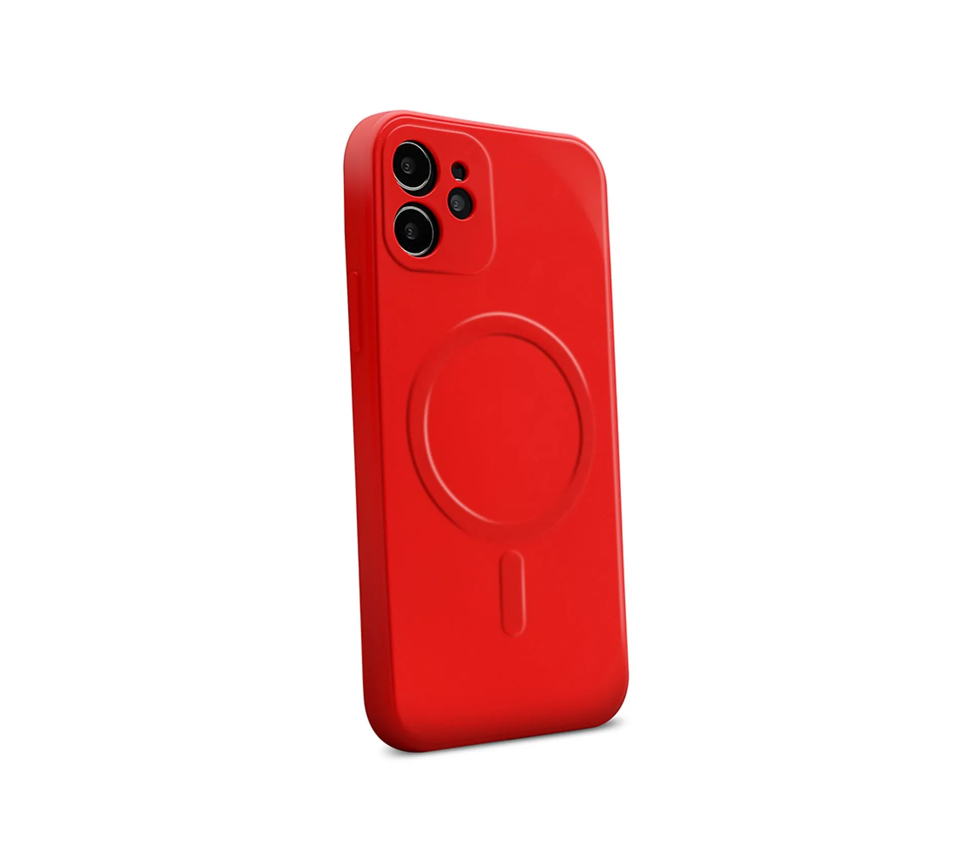 Coque Souple Compatible Magsafe Pour iPhone 12/12 Pro - Rouge