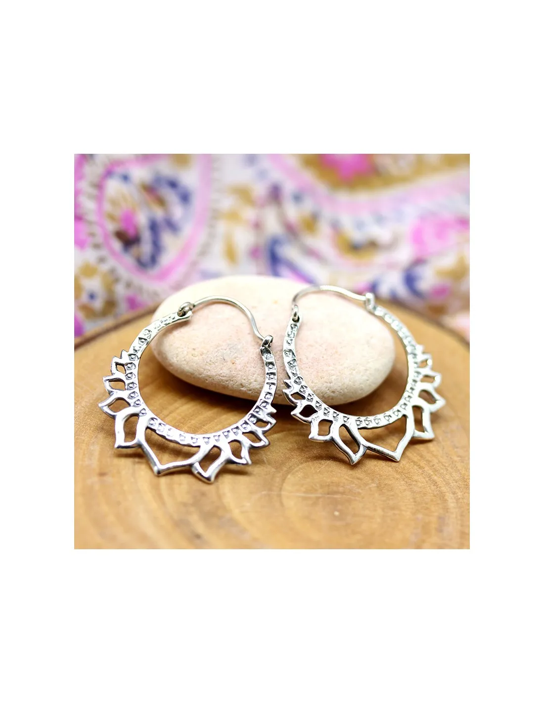 Créoles lotus en argent