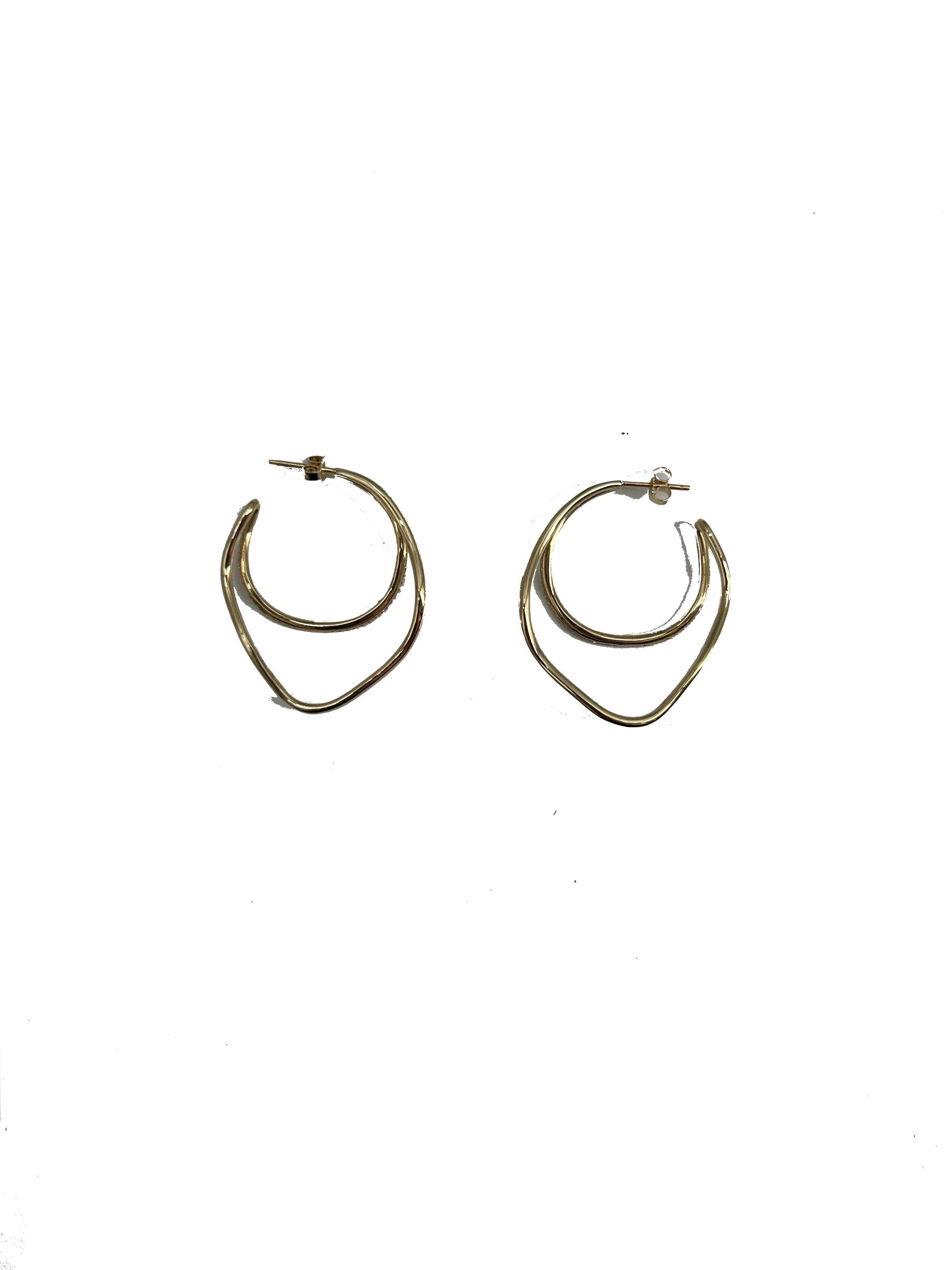 Double boucles d'oreilles dorées