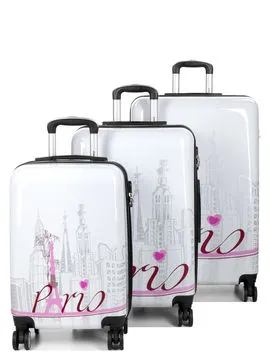 Ensemble 3 valises Madisson Monuments Paris Blanc  86820H/3Wh  