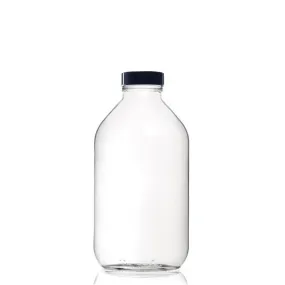 Flacon 500 ou 1000 ml transparent col large en verre avec bouchon noir lot de 3