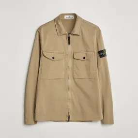 Garment Dyed Cotton Zip Overshirt Biscuit