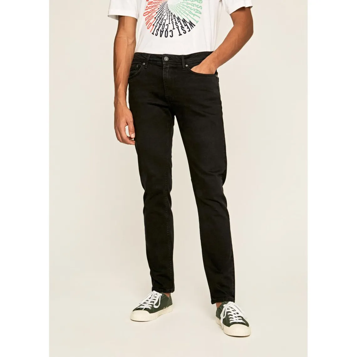 Jean taper Stanley homme noir en coton | 3 Suisses
