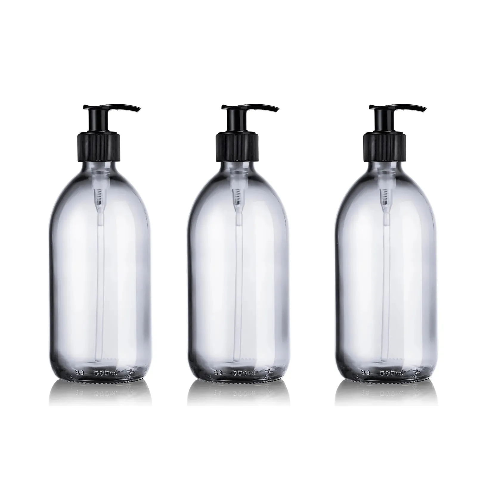 Lot de 3 distributeurs de savon transparent en verre 500mL 