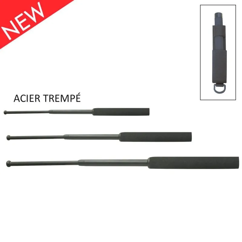 MATRAQUE TELESCOPIQUE ACIER TREMPE MANCHE MOUSSE+ ETUI