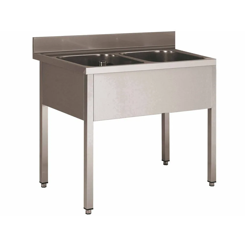 Plonge inox 304 demontable 2 bacs 500x400x250mm