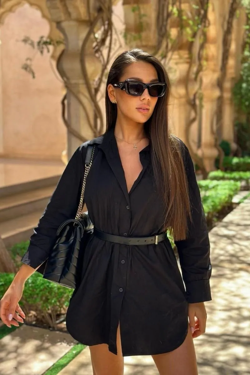 Robe chemise ample noir