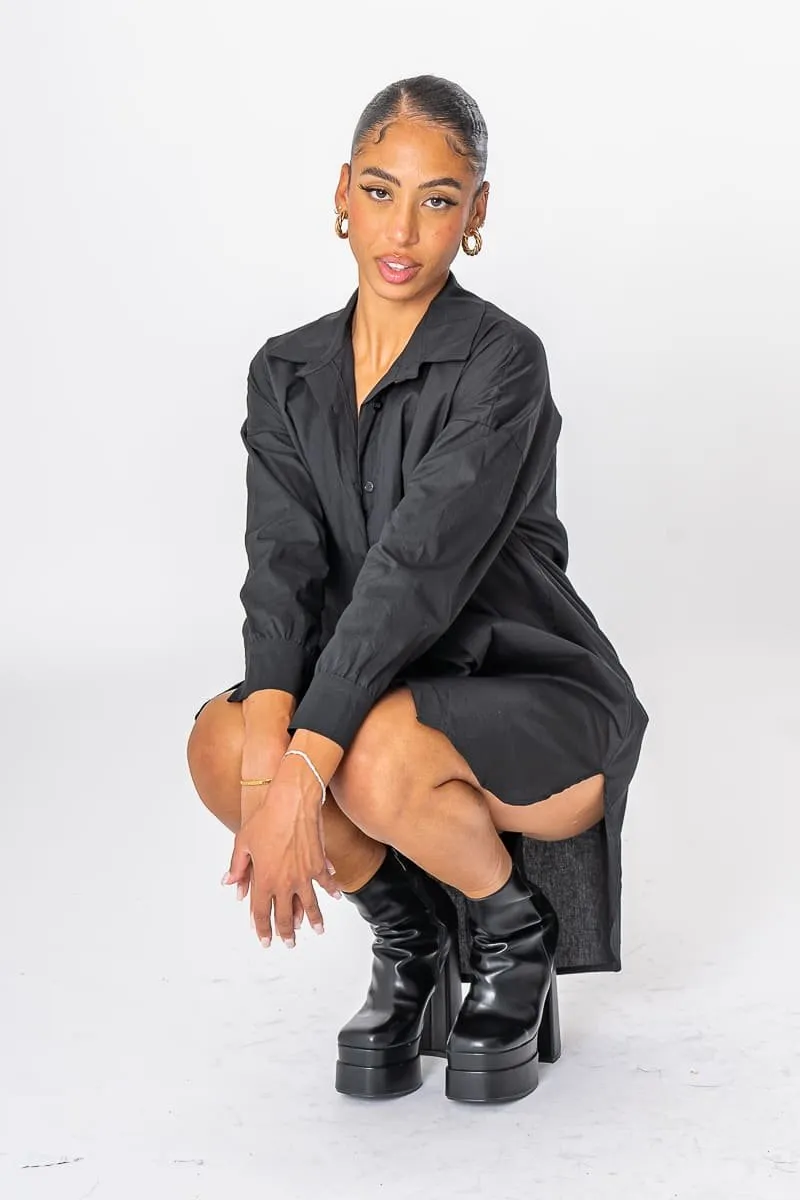 Robe chemise ample noir