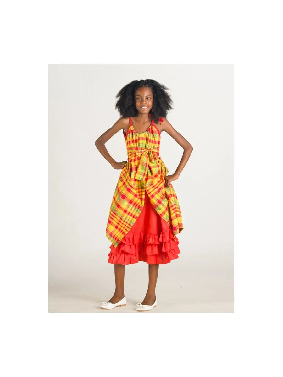 Robe Madras Nuage Hibiscus
