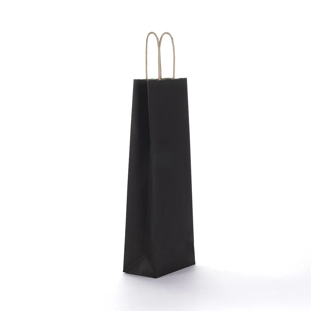 Sac 1 bouteille noir poignées torsadées