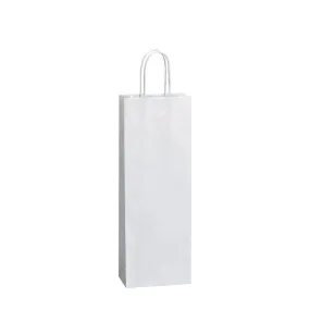 Sac bouteille kraft blanc poignées torsadées