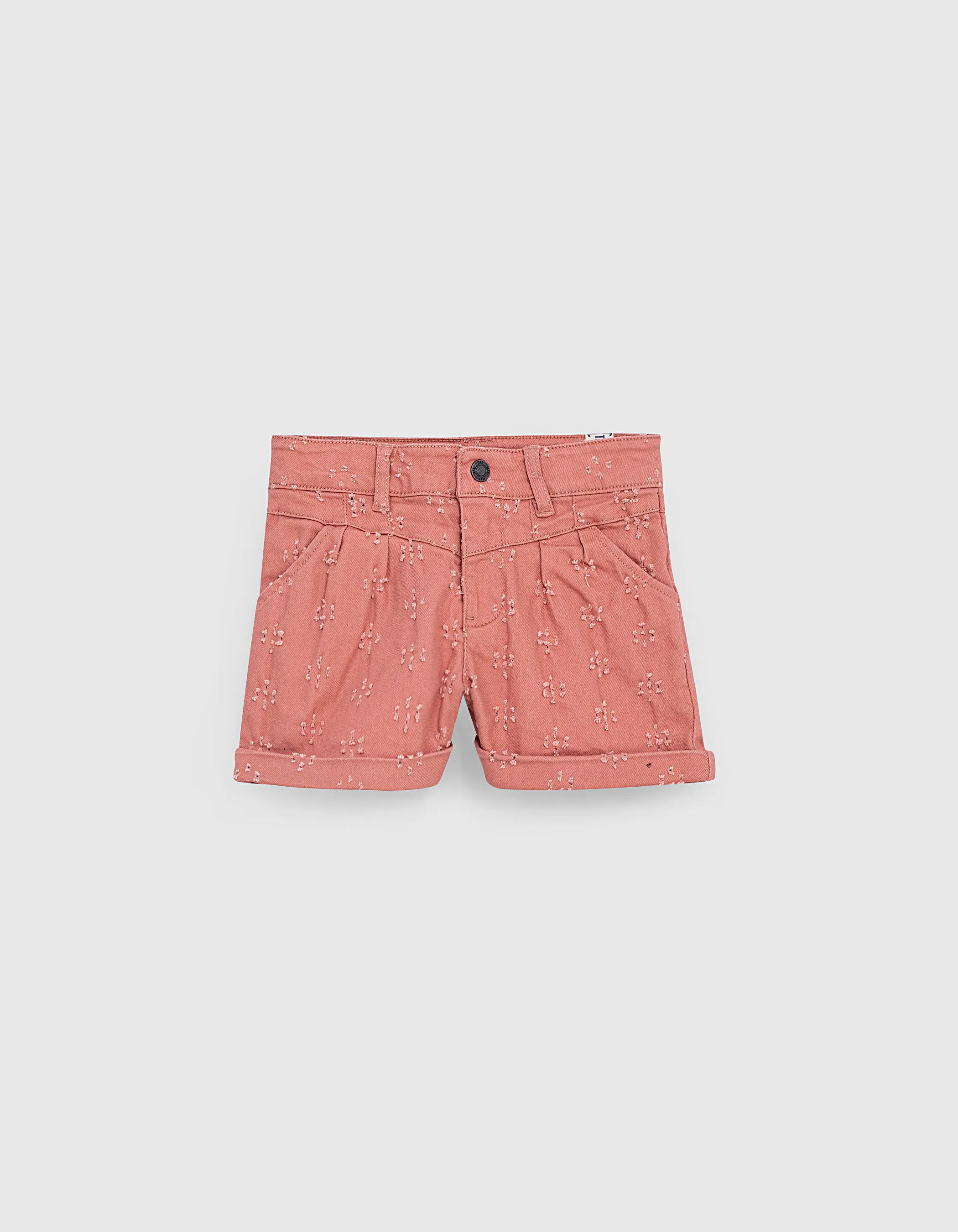 Short en jean dusty rose usures placées fille
