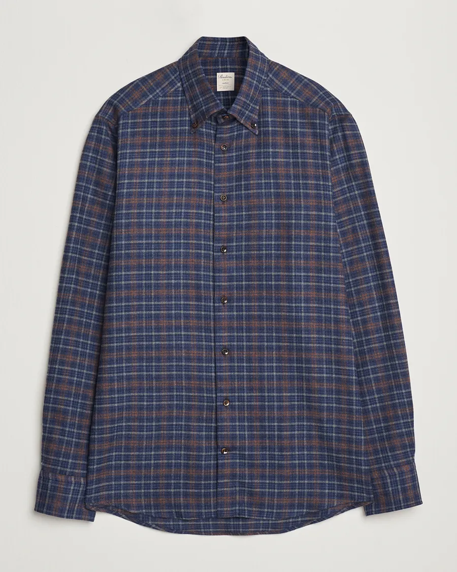 Slimline Small Check Flannel Shirt Dark Blue