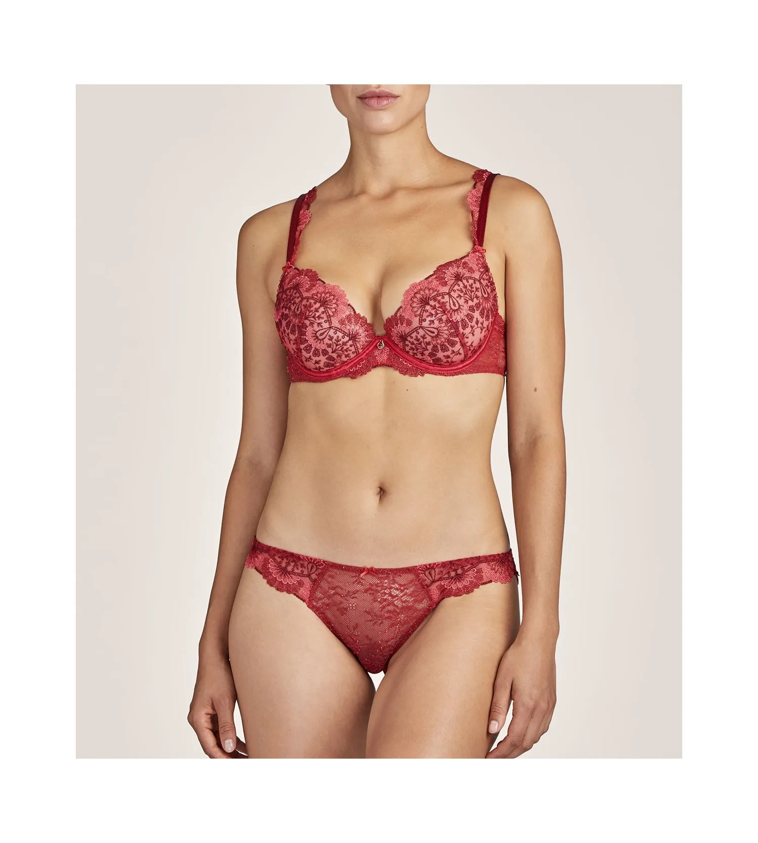 Soutien-gorge push-up plunge French Red AUBADE | Lingerie Sipp