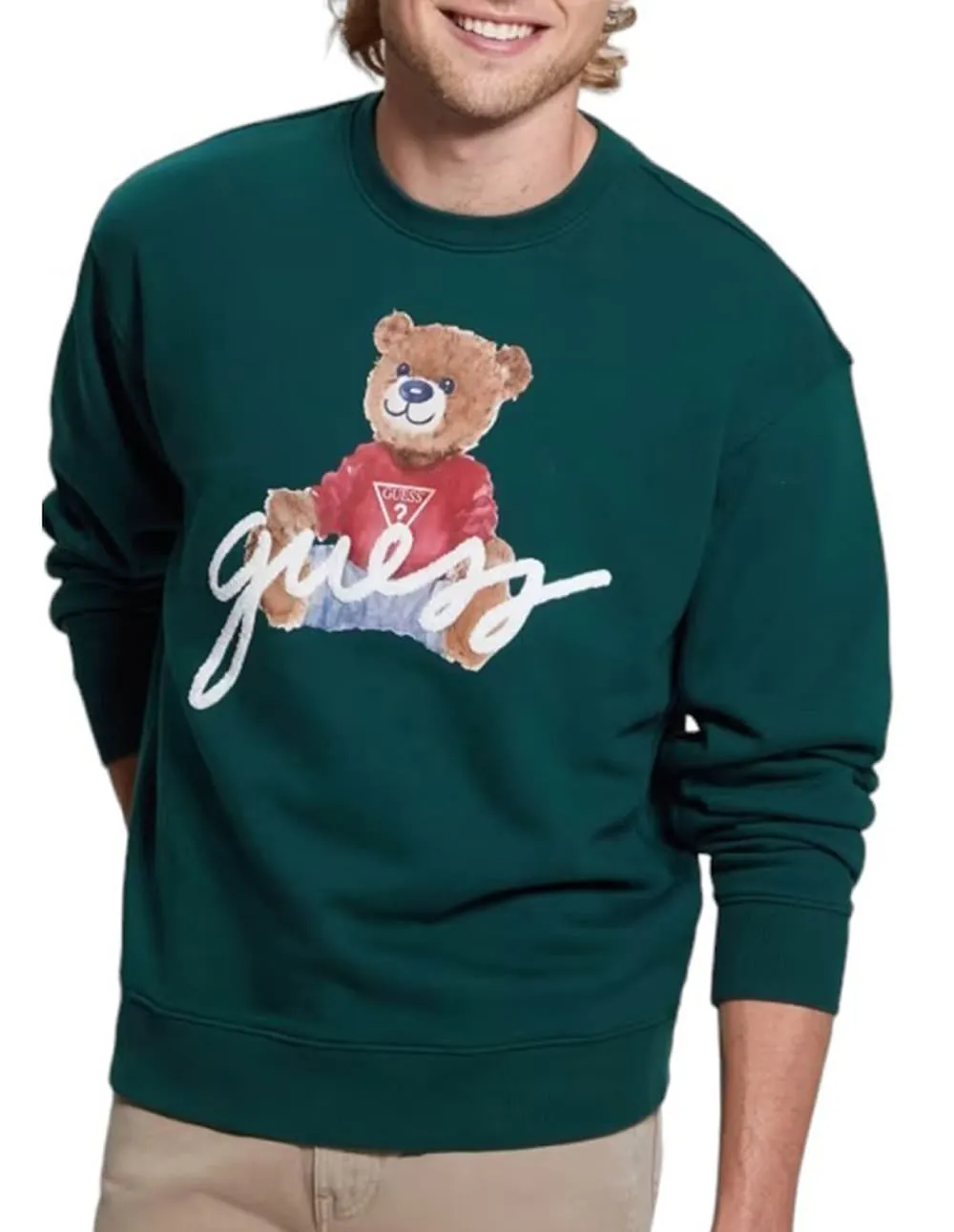 Sudadera GUESS Max Logo Bear Verde Unisex